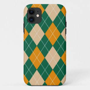 Retro Grün Beige Senf Argyle Diamantmuster  Case-Mate iPhone Hülle
