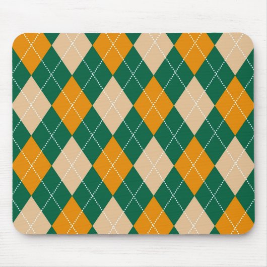 Retro Grün Beige Senf Argyle Diamantmuster Mousepad (Vorne)