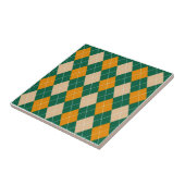 Retro Grün Beige Senf Argyle-Muster Fliese (Seite)
