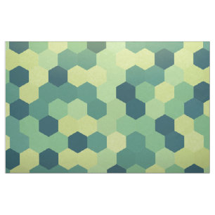 Retro grün-blaues gelbes Hexagon-Muster Stoff