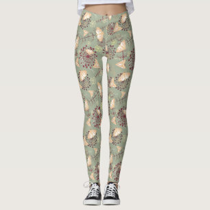 retro grün braun orange wunderschöner Schmetterlin Leggings
