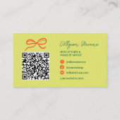 Retro-Grün-Citrus-Makeup-Artist-QR-Code Visitenkarte (Rückseite)
