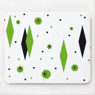 Retro-Grün-Diamanten- und Sternenexplosions-Mauspa Mousepad