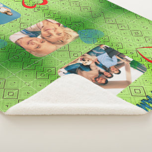 Retro-Grün-Foto-Diamant-Muster-Sherpa-Decke Sherpadecke