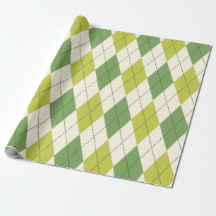 Retro Grün Geometrisches Argyle-Muster Geschenkpapier