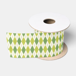 Retro Grün Geometrisches Argyle-Muster Satinband
