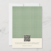 Retro Grün Gingham Karo Muster Foto Hochzeit Save The Date (Rückseite)