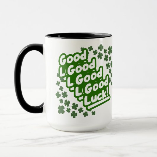 Retro-Grün-Glücksklee-Muster-Tragetasche Tasse (Links)
