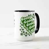 Retro-Grün-Glücksklee-Muster-Tragetasche Tasse (VorderseiteRechts)