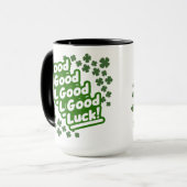 Retro-Grün-Glücksklee-Muster-Tragetasche Tasse (Vorderseite Links)