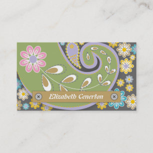 Retro-Grün, Graupaisley-Motiv Visitenkarte