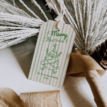 Retro Grün Handgezeichneter Spaßiger Weihnachtsbau