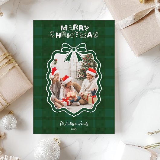 Retro Grün Kariert Whimsical Weihnachten