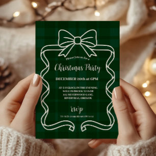 Retro Grün Kariert Whimsical Weihnachten Einladung