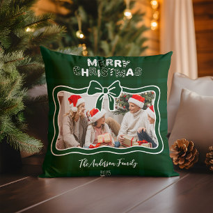Retro Grün Kariert Whimsical Weihnachten Kissen