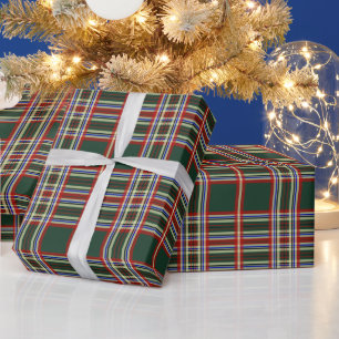 Retro-grün kariertes Weihnachtsgeschenk-Verpackung Geschenkpapier
