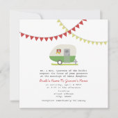 Retro grüne Anhänger-Hochzeit laden ein Einladung (Vorderseite)