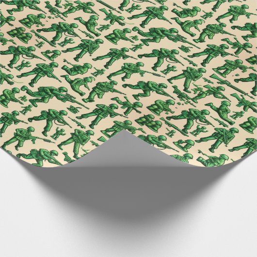 Retro-grüne Armee Männer Spielzeugmuster Geschenkpapier (Ecke)