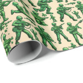 Retro-grüne Armee Männer Spielzeugmuster Geschenkpapier (Rolleneckpunkt)
