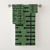 Retro-grüne Atomlinien Badhandtuch Set (Insitu)