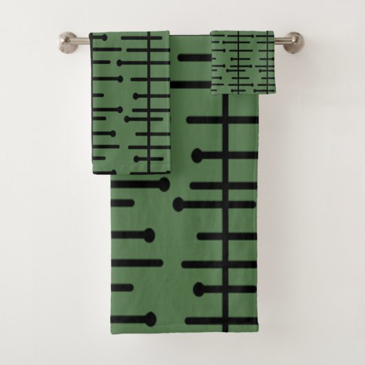 Retro-grüne Atomlinien Badhandtuch Set (Insitu)