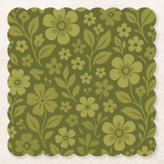 Retro-grüne Blumen-Papierserviettenhalter – Mehr F Untersetzer