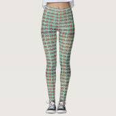 Retro-grüne Briefmarke Leggings (Vorderseite)
