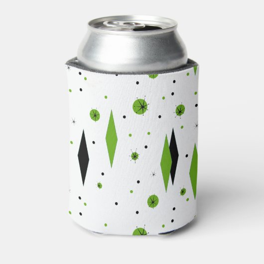 Retro grüne Diamanten und Sternexplosionen können  Dosenkühler (Kanne Rückseite)