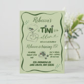 Retro Grüne Hand gezeichnet Dirty Martini Geburtst Einladung (Stehend Vorderseite)