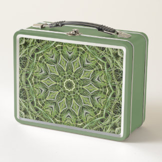 Retro-grüne Mandala-Lunchbox Metall Brotdose