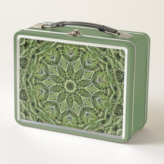 Retro-grüne Mandala-Lunchbox Metall Brotdose (Vorderseite)