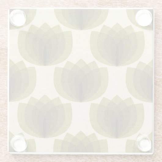 Retro-grüne TulpenBlume Glasuntersetzer (Rückseite)