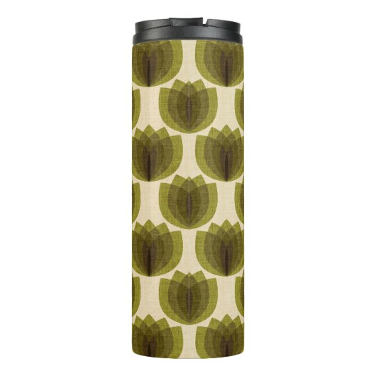 Retro-grüne TulpenBlume Thermosbecher (Rückseite)