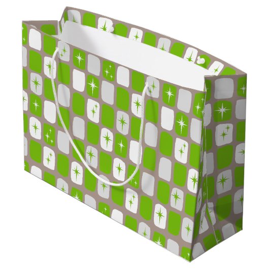 Retro grüne u. weiße große geschenktüte (Rückseite Schrägansicht)