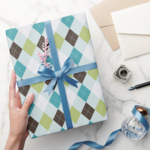 Retro-grüne und türkisfarbene Raute Geschenkpapier