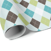 Retro-grüne und türkisfarbene Raute Geschenkpapier (Rolleneckpunkt)
