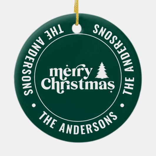 Retro Grüne Weihnachten Moderne Minimal einzigarti Keramik Ornament (Hinten)