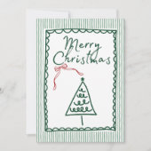 Retro grüne Weihnachtsbaum & Foto Custom Karte (Vorderseite)