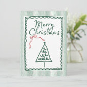 Retro grüne Weihnachtsbaum & Foto Custom Karte (Stehend Vorderseite)
