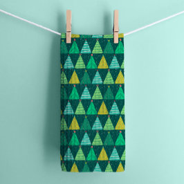 Retro Grüne Weihnachtsbäume auf Grün Geschirrtuch