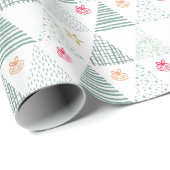 Retro Grüne Weihnachtsbäume Moderne Abstrakte Einz Geschenkpapier (Rolleneckpunkt)