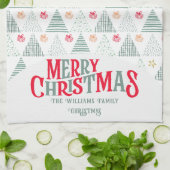 Retro Grüne Weihnachtsbäume Moderne Abstrakte Einz Geschirrtuch (Gefaltet)