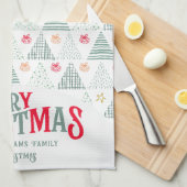 Retro Grüne Weihnachtsbäume Moderne Abstrakte Einz Geschirrtuch (Viertel Falte)