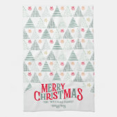 Retro Grüne Weihnachtsbäume Moderne Abstrakte Einz Geschirrtuch (Vertikal)