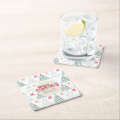 Retro Grüne Weihnachtsbäume Moderne Abstrakte Einz Rechteckiger Pappuntersetzer (Vor Ort)