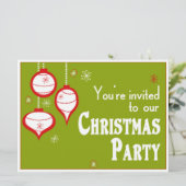 Retro Grüne Weihnachtseinladungen Einladung (Stehend Vorderseite)