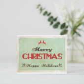 Retro grüne Weihnachtskarte Feiertagspostkarte (Stehend Vorderseite)