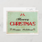 Retro grüne Weihnachtskarte Feiertagspostkarte (Vorne/Hinten)