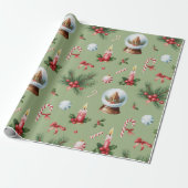 Retro-grüne Weihnachtspapier Geschenkpapier (Ungerollt)