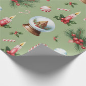 Retro-grüne Weihnachtspapier Geschenkpapier (Ecke)